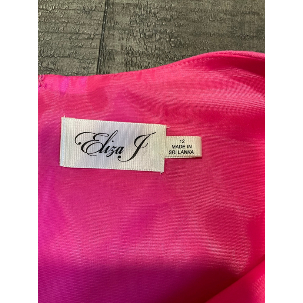 Eliza J Pink Pom Pom Trim Shift Dress Size 12 Linen Blend - Picture 4 of 7